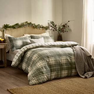 Braemar Check Single Duvet Set Green/Natural