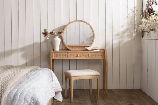 Bali Dressing Table with Mirror and Stool