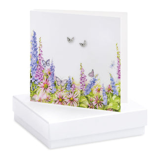 Boxed Meadow and Butterflies Earring Card