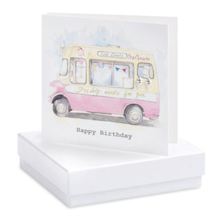 Boxed Vintage Ice Cream Van Birthday Earring Card