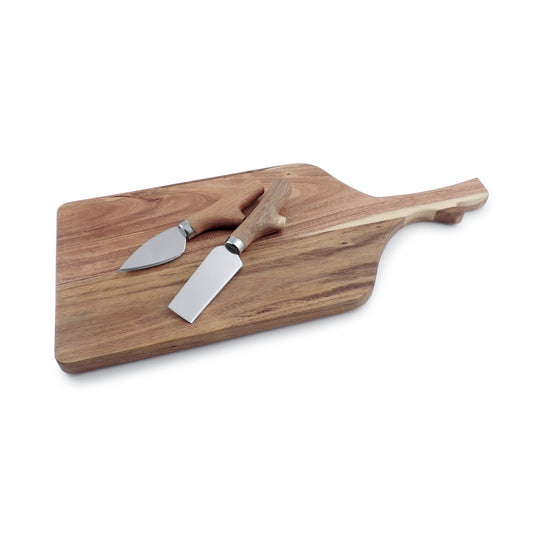 Acacia Paddle Board with Cheese Knives