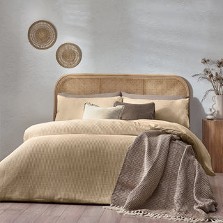 Chunky Waffle King Size Duvet Set Linen