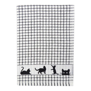 Black Check Cat Tea Towel