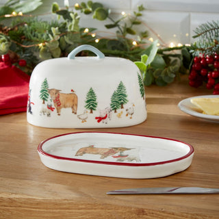 Christmas On The Farm Ceramic Butter Dish