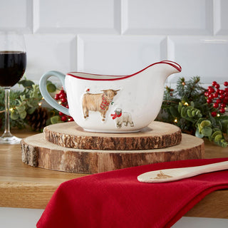 Christmas On The Farm Ceramic Gravy Boat 