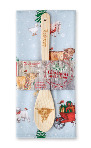 Christmas On The Farm Tea Towel & Spoon Set