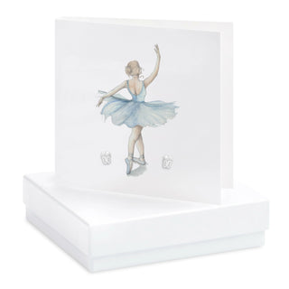 Blue Ballerina Sterling Silver Ballet Shoe Stud Boxed Earrings