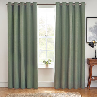 Dawn Textured Blackout Eyelet Curtains Eucalyptus 229x229cm