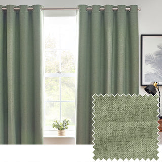 Dawn Textured Blackout Eyelet Curtains Eucalyptus 229x229cm