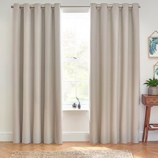 Dawn Textured Blackout Eyelet Curtains Linen 229x183cm