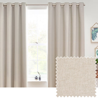 Dawn Textured Blackout Eyelet Curtains Linen 229x183cm