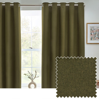 Dawn Textured Blackout Eyelet Curtains Olive 229 x 229cm