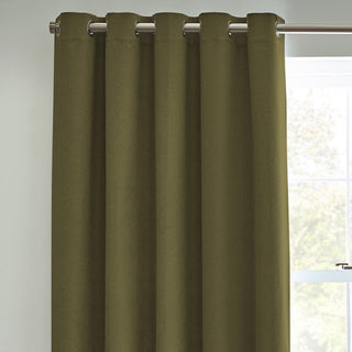 Dawn Textured Blackout Eyelet Curtains Olive 168 x 183cm