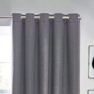 Dawn Textured Blackout Eyelet Curtains Charcoal 229x183cm