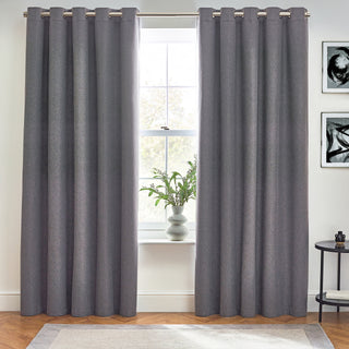 Dawn Textured Blackout Eyelet Curtains Charcoal 229x183cm