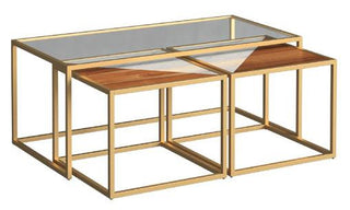 Baswara Marble & Brass Nesting Coffee Table