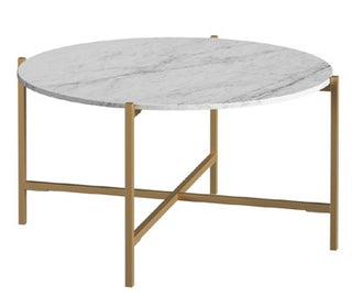 Baswara Marble & Brass Round Coffee Table