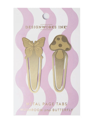 Brass Page Tabs - Mushrooms +Butterfly