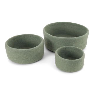 Felt Dusty Light Green Bowls - Set of 3