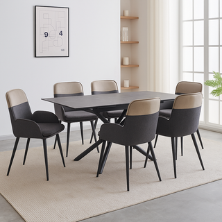 Ventura 160-200cm Automatic Extension Dining Table Dark Grey Set - Six Chairs Incl