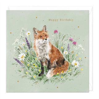 Fox In Florals Birthday Card