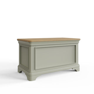 Faire Ottoman Blanket Box in Sage Green with Oak Top