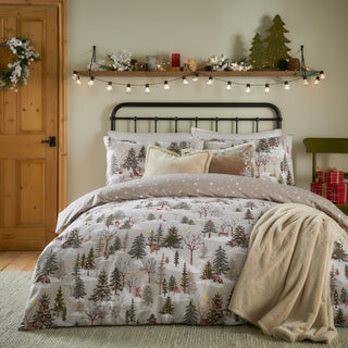 Forest Festivities Printed Super King Duvet Cover Set Natural