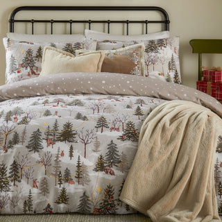 Forest Festivities Printed Super King Duvet Cover Set Natural