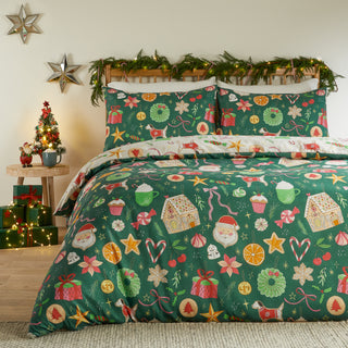Festive Treats Double Soft Touch Duvet Set Emerald