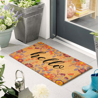 Floral Hello Coir Doormat