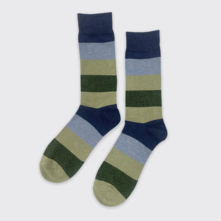 Hector Men's Striped Socks - Navy/Olive