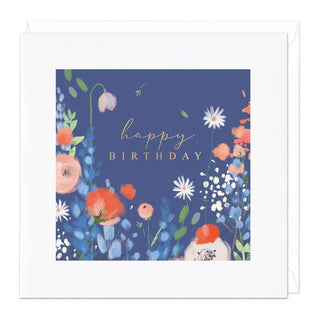 Blue Floral Birthday Card