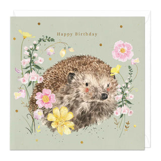 Wild Floral Hedgehog Birthday Card