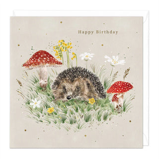 Hedgehog & Mushroom Birthday Card