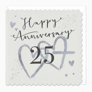 Silver 25th Anniversary Scalloped Card