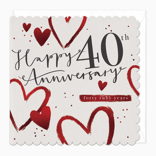 40th Ruby Anniversary Scalloped Card