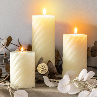 Vanilla Large Pillar Candle Twist - Ivory