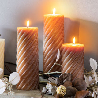 Vanilla Medium Pillar Candle Twist- Amber