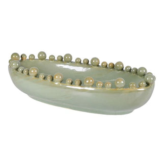 Celadon Oval Bobble Edged Bowl