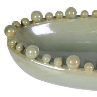 Celadon Oval Bobble Edged Bowl