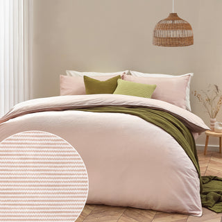 Heaton Stripe Single Duvet Set Baked Earth