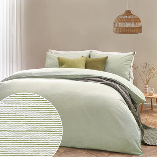 Heaton Stripe Double Duvet Set Khaki