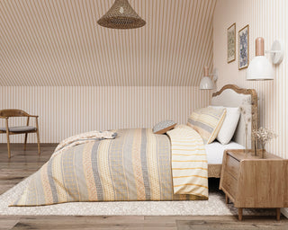 Folk Stripe Cover Set Single Graphite / Copper