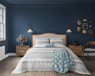 Folk Stripe Cover Set Single Blue / Teal