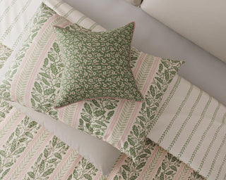 Oak Stripe Single Cover Set Green/Pink