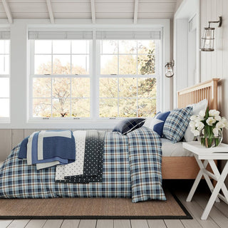 Cosy Check Single Duvet Cover Set Blue/ Red