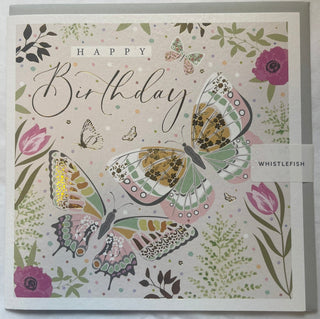 Gold Butterfly Happy Birthday Card