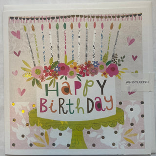 Floral Cake Happy Birthday Card