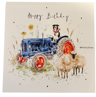 Sheepdog Tractor Birthday Card