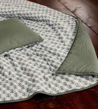 Indienne Blockprint Throw, Khaki